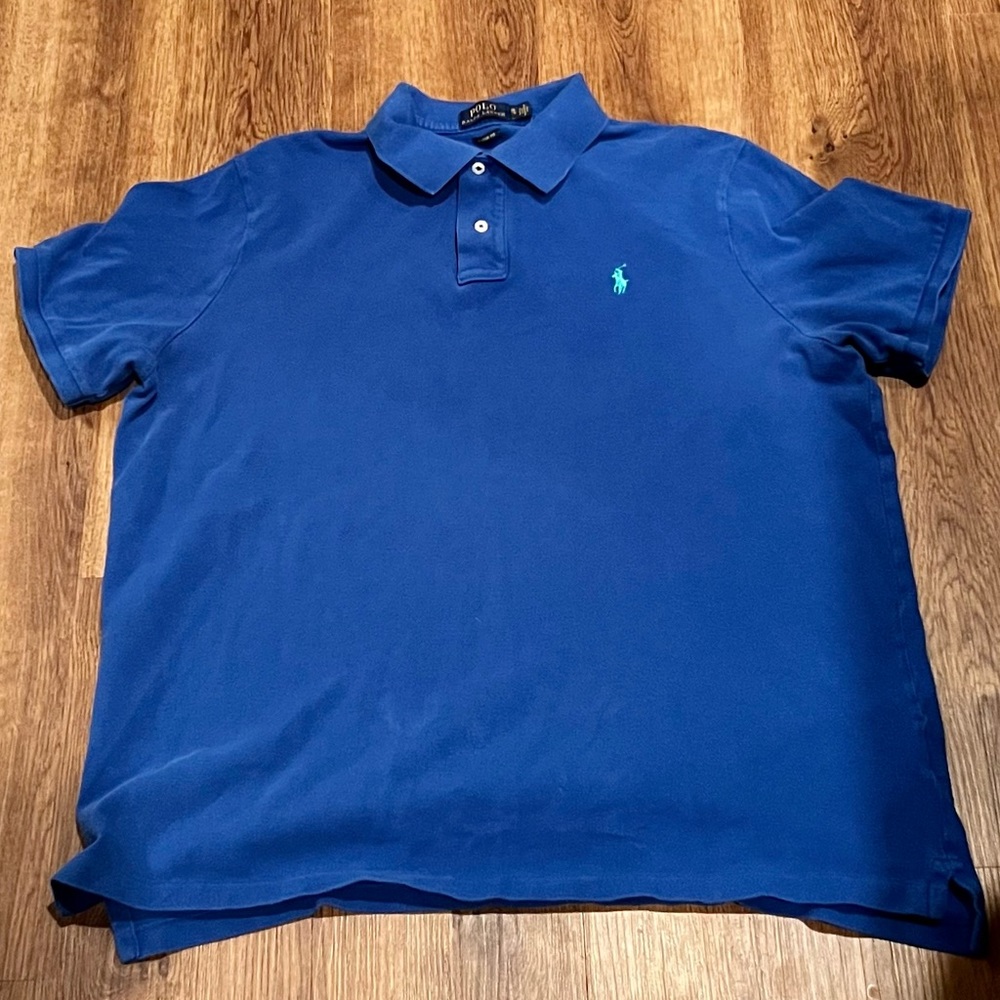Polo Ralph Lauren Men’s Polo Shirt XL Cotton Blue W/ Green Horse